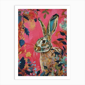 Floral Animal Painting Rabbit 3 Art Print