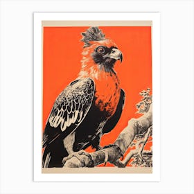 Harpy Eagle, Woodblock Animal Drawing 1 Art Print