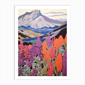 Mount St Helens United States 7 Colourful Mountain Illustration Art Print