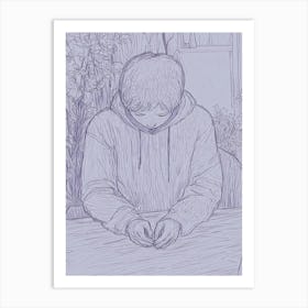 Boy At A Table Art Print