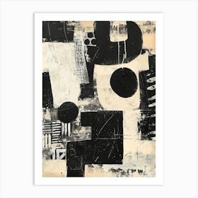 Abstract Black & White Gouache Pattern 1 Art Print