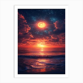 Sunset At The Beach 14 Art Print