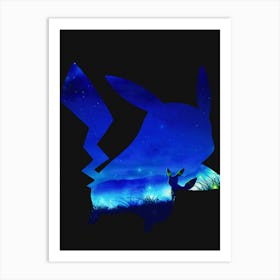 Anime Negative Space ― Umbreon Looked At The Purple Sky Art Print