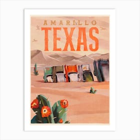 Travel Amarillo Texas Vintage Poster Art Print
