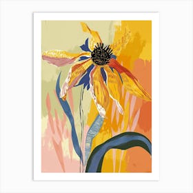 Colourful Flower Illustration Black Eyed Susan 2 Art Print