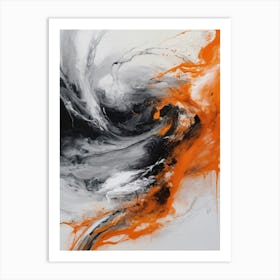 Orange, Black And White Abstract Painting Art Print