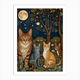 William Morris Cats In The Moonlight Art Print