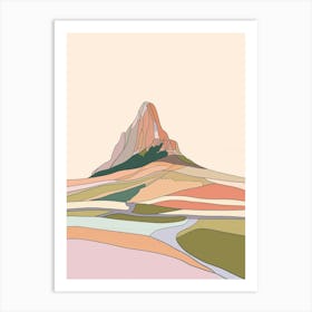 Mount Ossa Australia Color Line Drawing (10) Art Print