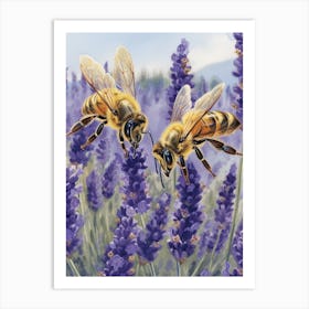 Colletidae Bee Storybook Illustration 15 Art Print