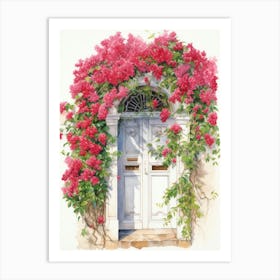Rhodes, Greece   Mediterranean Doors Watercolour Painting 1 Art Print