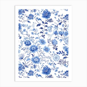 Blue And White Floral Pattern 14 Art Print