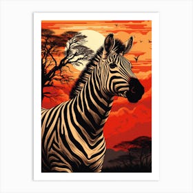 Zebra At Sunset 2 Art Print