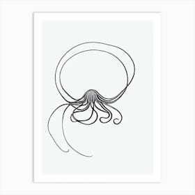 Bioluminescent Octopus Black & White Drawing Art Print