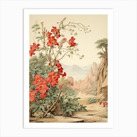 Chinese Trumpet Vine  Flower Victorian Style 3 Art Print