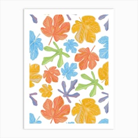 Colorful Fig Leaves Art Print
