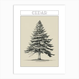 Cedar Tree Minimalistic Drawing 2 Poster Art Print