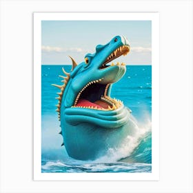 Blue Dragon In The Ocean 2 Art Print