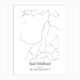 Bad Wildbad,Germany Minimalist Map Art Print