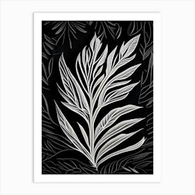 Tarragon Leaf Linocut 2 Art Print