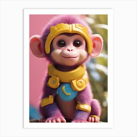 Monkey In A Helmet Art Print