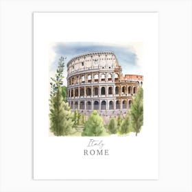 Italy, Rome Storybook 1 Travel Poster Watercolour Art Print