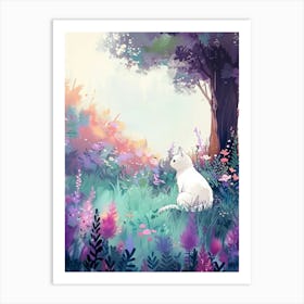 White Cat In The Forest 1 Art Print