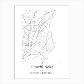 Hitachi Naka,Japan Minimalist Map Art Print