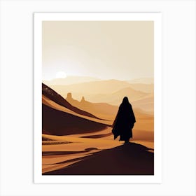 Silhouette Of A Arabian Man In The Desert Art Print