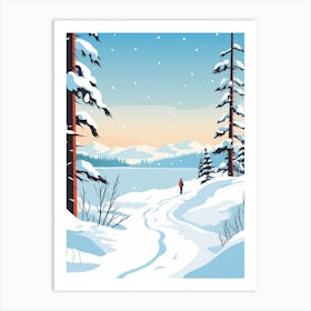 Retro Winter Illustration Lake Tahoe United States Art Print