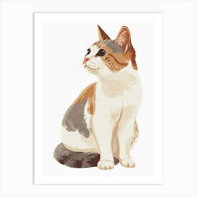 American Bobtail Cat Clipart Illustration 7 Art Print