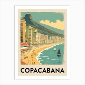 Copacabana Retro Travel Poster 1 Art Print