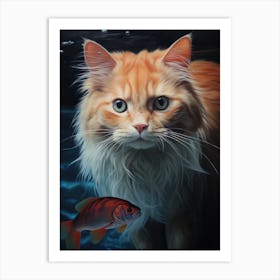 Cat And Fish Art Print