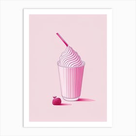 Raspberry Milkshake Dairy Food Minimal Line Drawing 2 Art Print