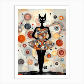 Whiskered Waltz: The Enchanting Dance of Cattlerina, A Mesmerizing Feline Ballerina Art Print