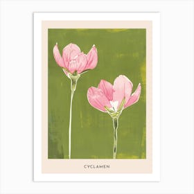 Pink & Green Cyclamen 2 Flower Poster Art Print
