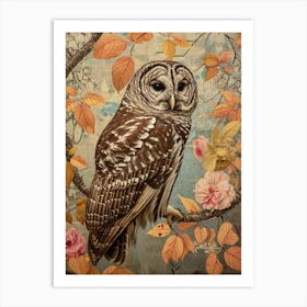 Barred Owl Japanese Painting 1 Art Print