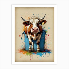 Cow In A Bucket 1 Art Print