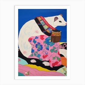 Maximalist Animal Painting Ferret 1 Art Print