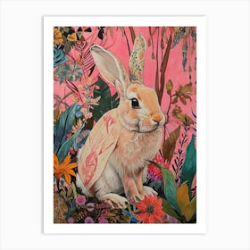 Floral Animal Painting Rabbit 2 Art Print