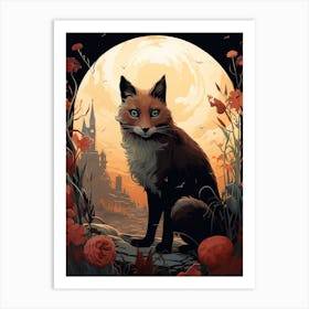 Swift Fox Moon Illustration 1 Art Print