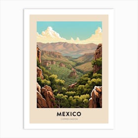 Copper Canyon Mexico Vintage Hiking Travel Poster Art Print