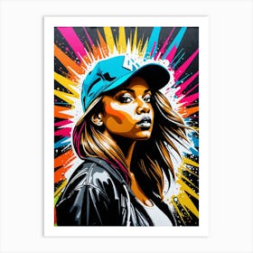 Graffiti Mural Of Beautiful Hip Hop Girl 79 Art Print