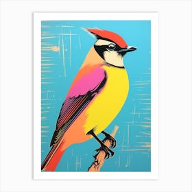 Andy Warhol Style Bird Cedar Waxwing 2 Art Print