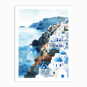 Watercolor Of Oia Art Print