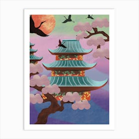 Japan House,sakura,blossoms,japandi Art Print