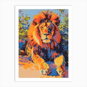 Southwest African Lion Resting In The Sun Fauvist Painting 3 Art Print