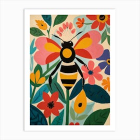 Bee And Flowers Art Print