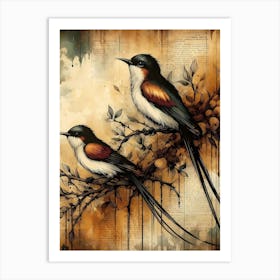 Birds On A Branch Art Print