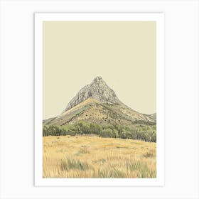 Mount Ossa Australia Color Line Drawing (9) Art Print