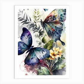 Colorful Butterfly Watercolor 1 Art Print